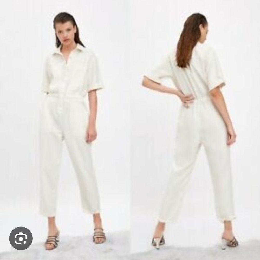 Zara Classic Cream Utility button front Jumpsuit small